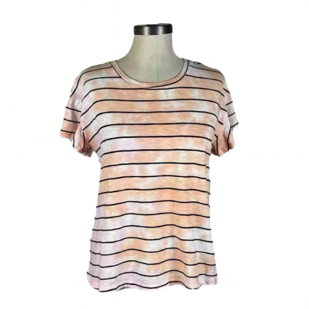 t.la Anthropologie Tie Dye Print Striped Short Sleeve Crewneck T-Shirt - Picture 6 of 11